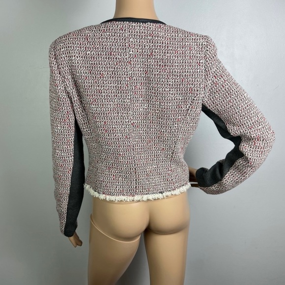 NEW REBECCA TAYLOR LEATHER TRIM TWEED JACKET - Picture 6 of 8